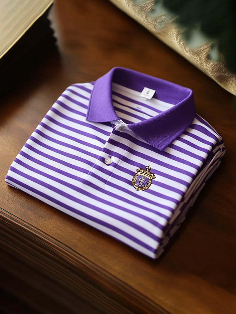 Camisa polo clásico ejecutivo Check Logo Button de manga corta para hombre