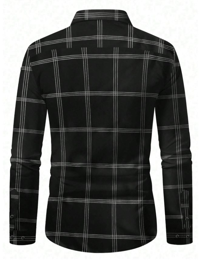Camisa ejecutivo casual a rayas de manga larga para hombre