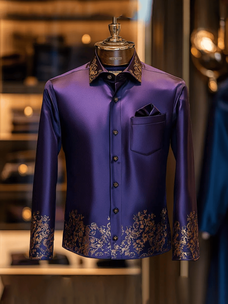 Camisa elegante Romantic estampado de manga larga para hombre