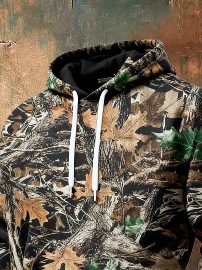 Sudadera retro desgastado en bloques de color camuflaje estampado casual de manga larga para hombre