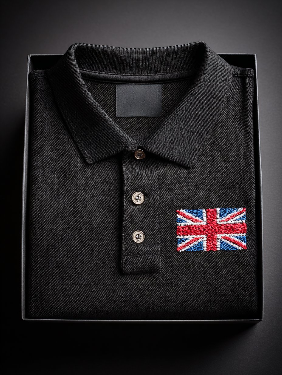 Camisa polo tejidoted British bordado estampado para hombre