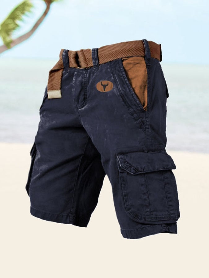 para hombre vintage Multi-Pocket estampado Cargo shorts