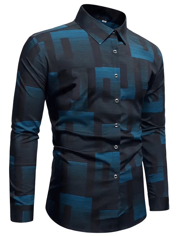 Camisa geométrico Design ejecutivo casual para hombre