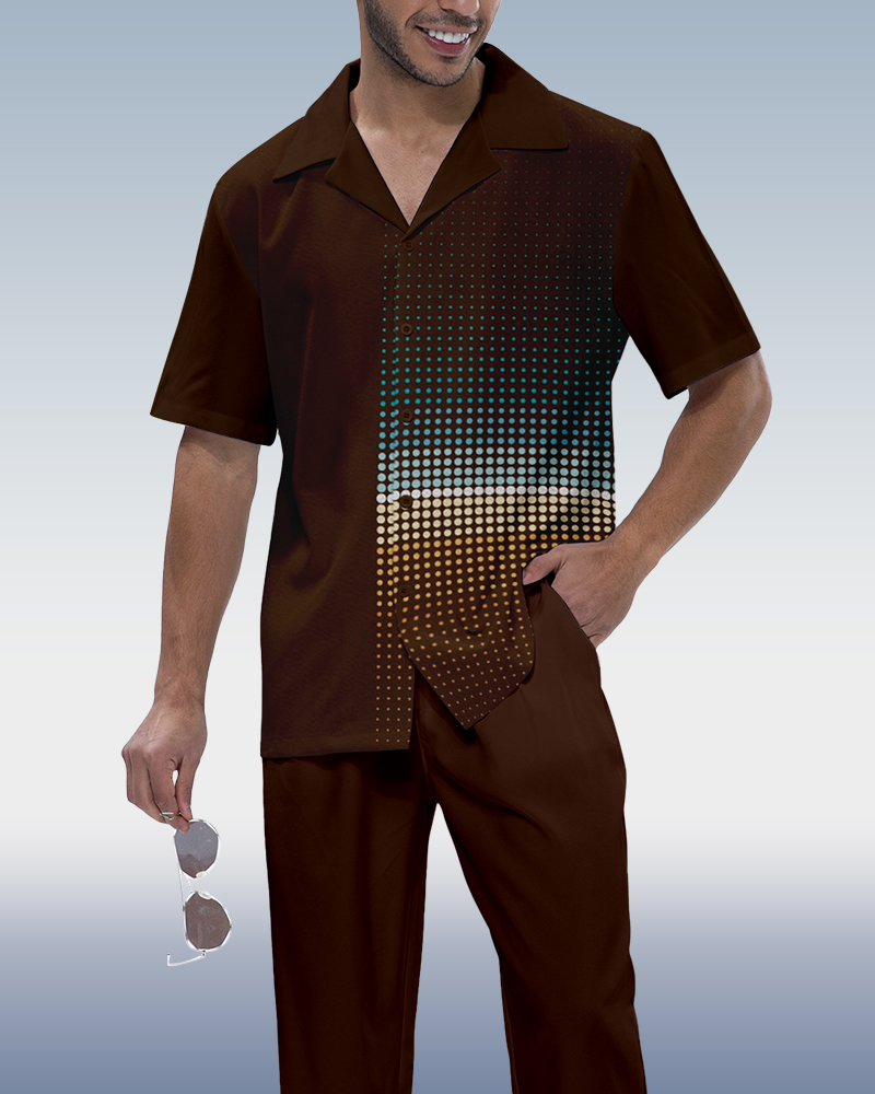 Rianmond a rayas estampado de manga corta Walking Suit 566 para hombre