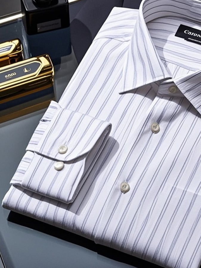 Camisa degradado solapa de manga larga para hombre