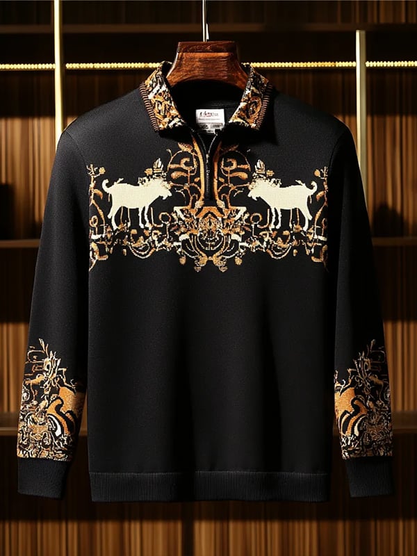 Camisa polo ejecutivo clásico rayas estampado cierre para hombre