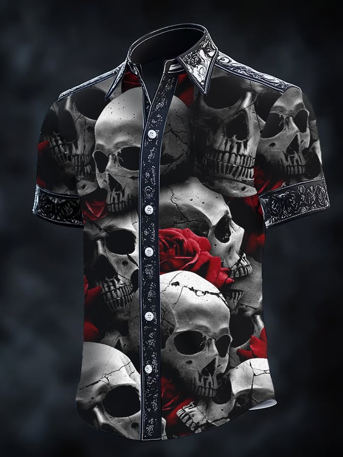 Camisa Gothic Dark de manga corta para hombre