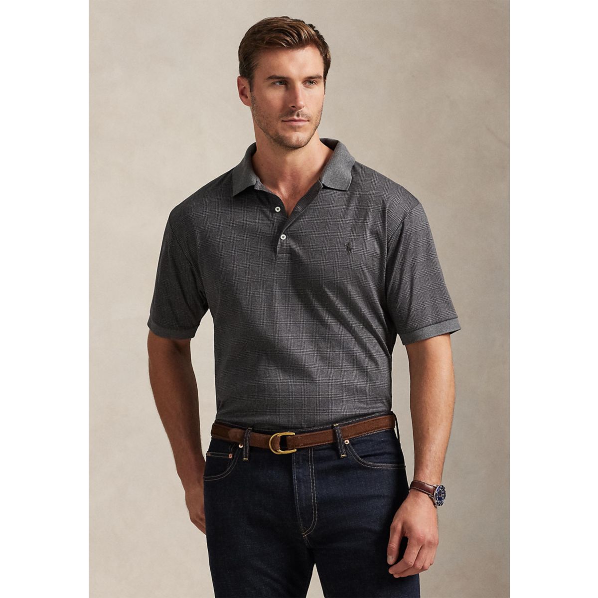 Big & Tall Glen Plaid Soft Cotton Polo Shirt - 7