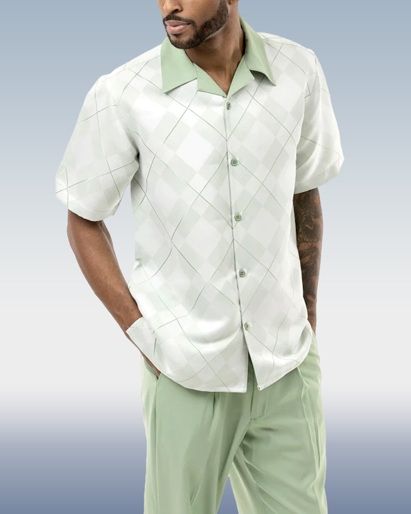 Apple Pattern Walking Suit de manga corta Set
