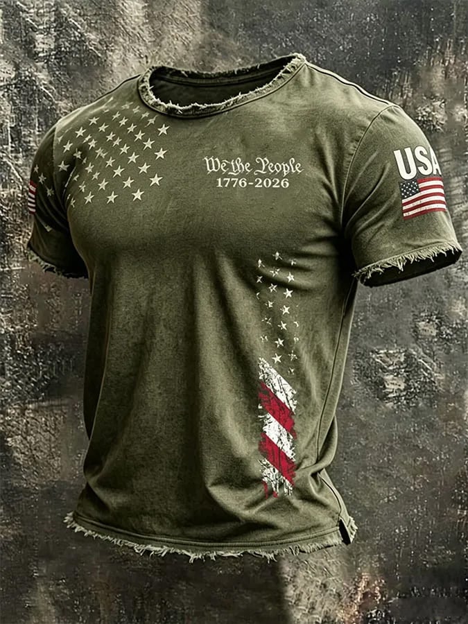 Camiseta Independence Day We The People 1776-2026 estampado casual para hombre