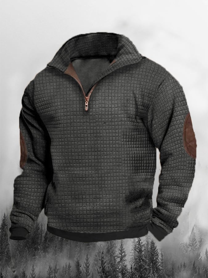 Sudadera Stand cuello cierre de manga larga casual para hombre