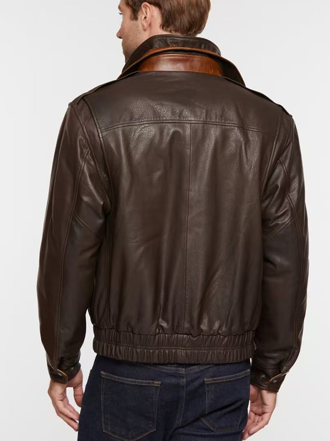 Chaqueta elegantee Open bolsillo Button Design Warm cuero para hombre