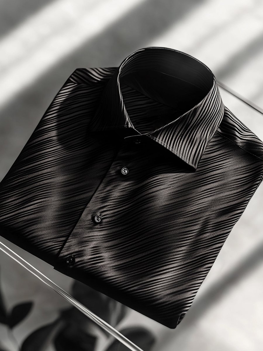 Camisa seda rayas de lujo ejecutivo de manga larga para hombre
