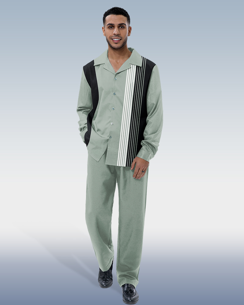 Suitmens 2-piece de manga larga suit with vertical rayas para hombre