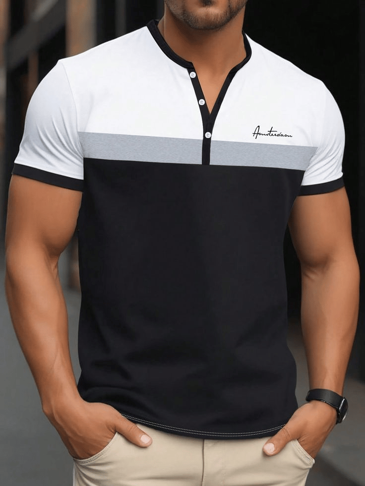 Camiseta para exterior Western Bullhead de manga corta Henley para hombre