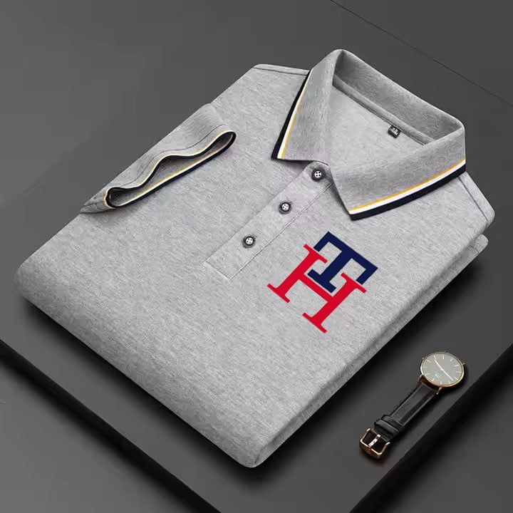 Camisa polo retro ejecutivo estampado de manga larga para hombre