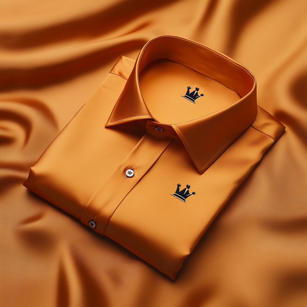 Camisa satén Luxe de manga larga con botones para hombre