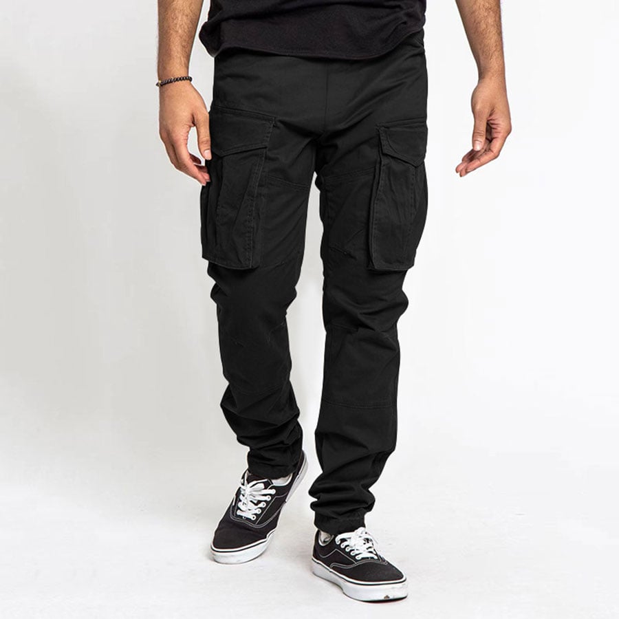 Pantalón de color sólido Multi bolsillo casual Cargo para hombre