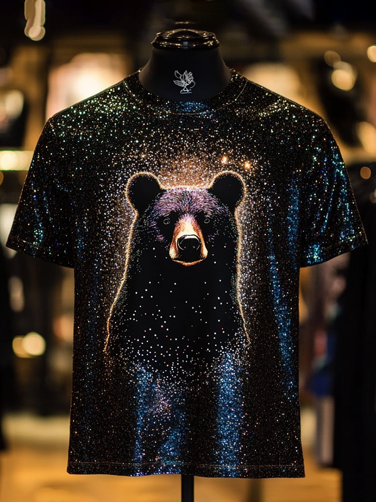 Camiseta Eagle Sequin ejecutivo estampado de manga corta para hombre
