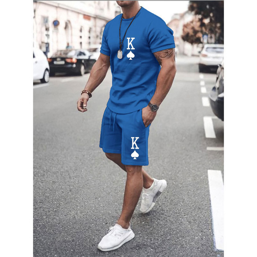 Casual de manga corta estampado Suit para hombre