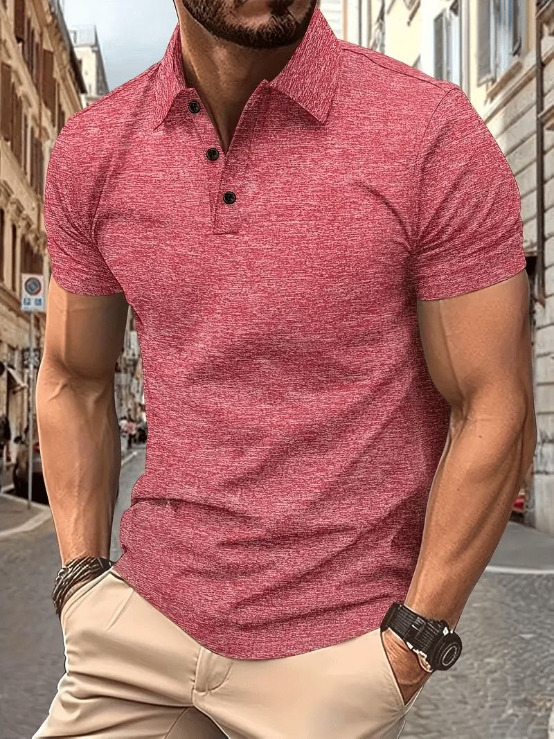 Camisa polo clásico ejecutivo Logo Button de manga corta para hombre