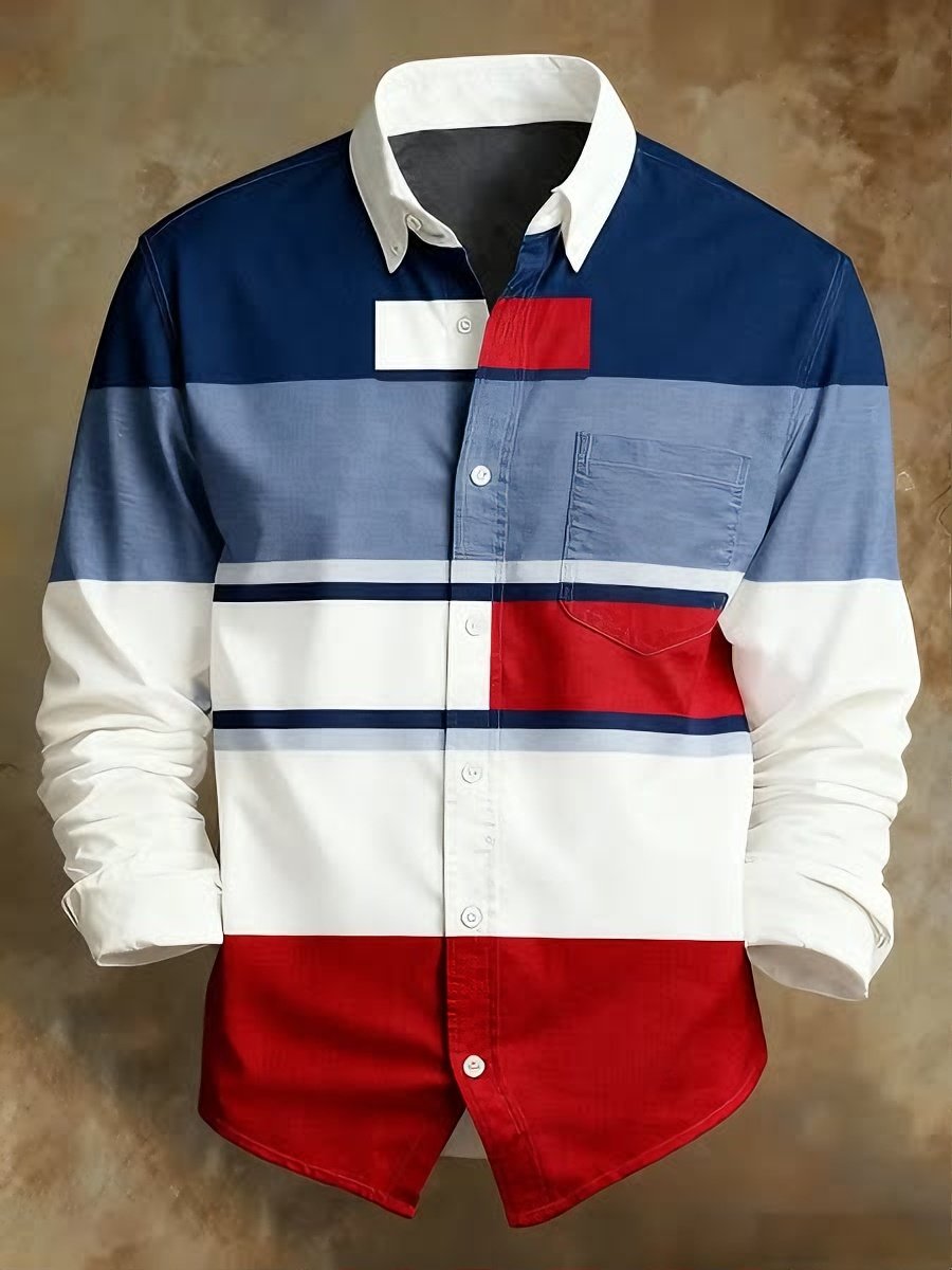 para hombre retro Abstract Art Print Comfortable ejecutivo Style camisa