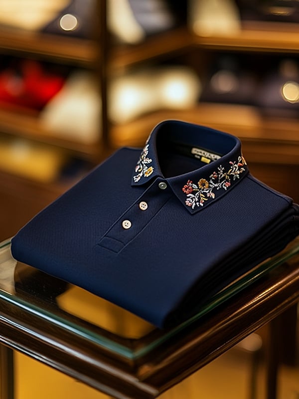 Camisa polo ejecutivo casual cuello floral Button para hombre