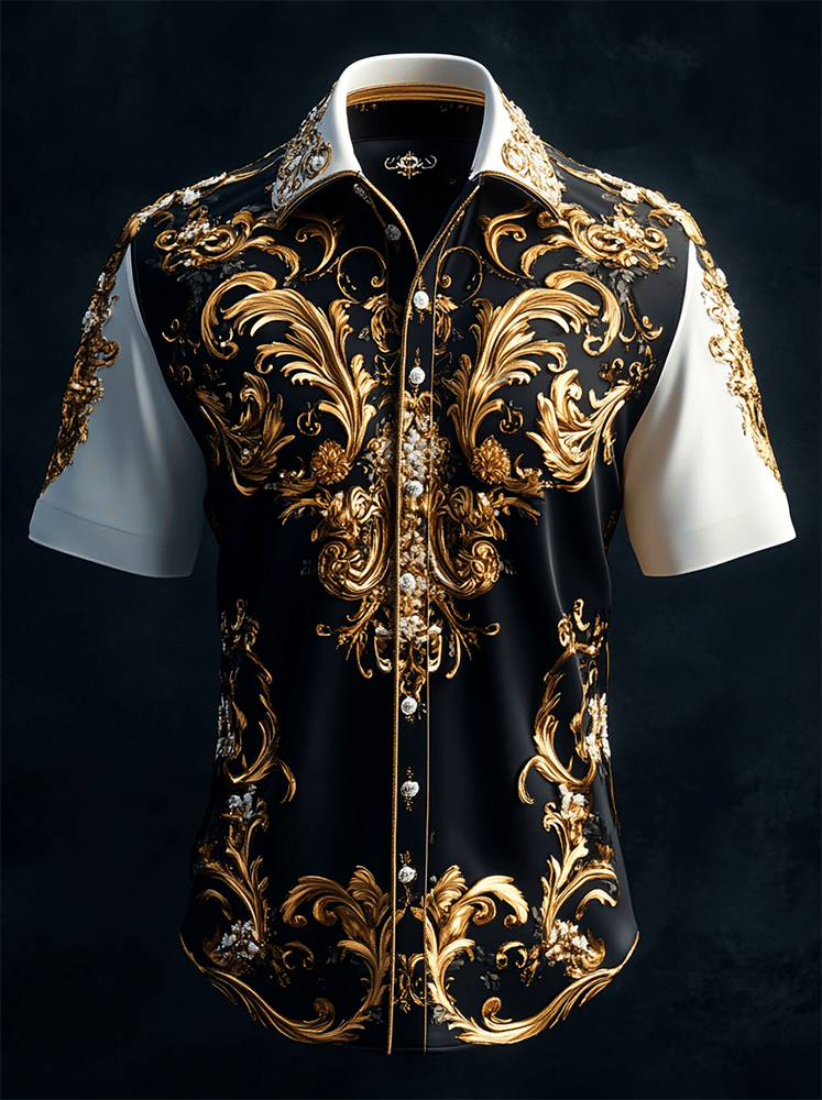 Camisa satén Luxe de manga corta para hombre