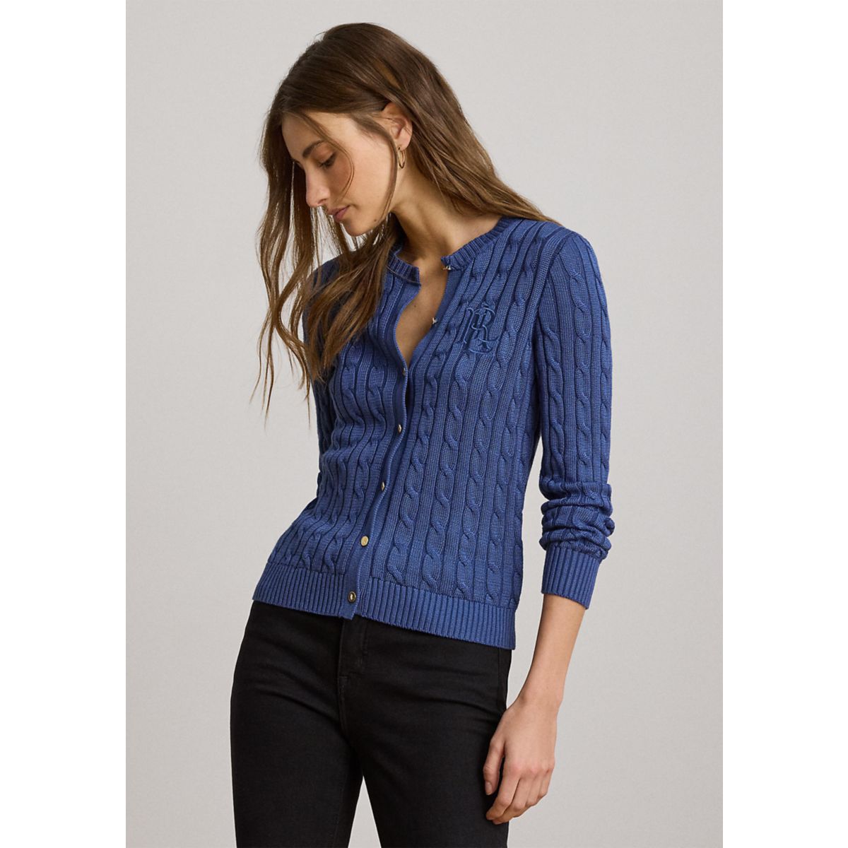 Women's Cable-Knit Cotton-Blend Cardigan - 1