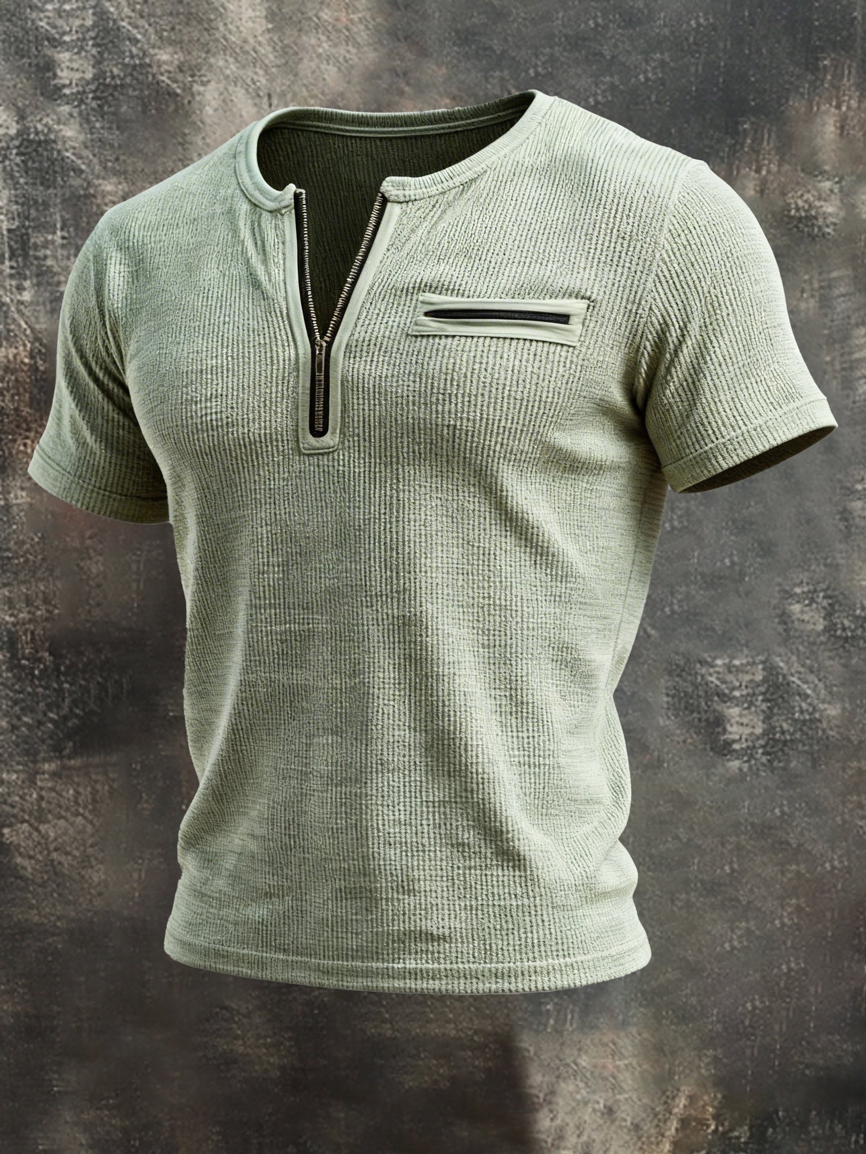 Camiseta retro Half-Zip de manga corta para hombre