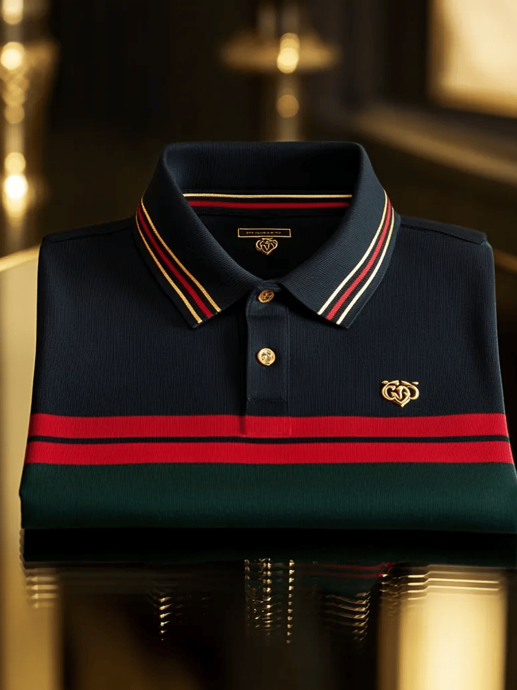 Camisa polo vintage ejecutivo de manga larga para hombre