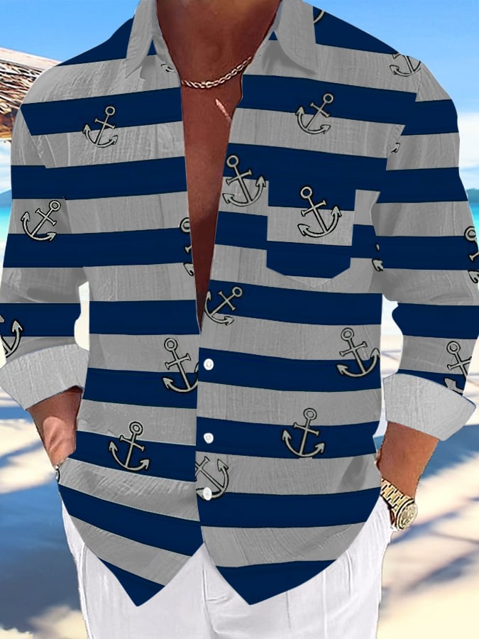 Camisa casual Hawaiian estampado Lapel para hombre