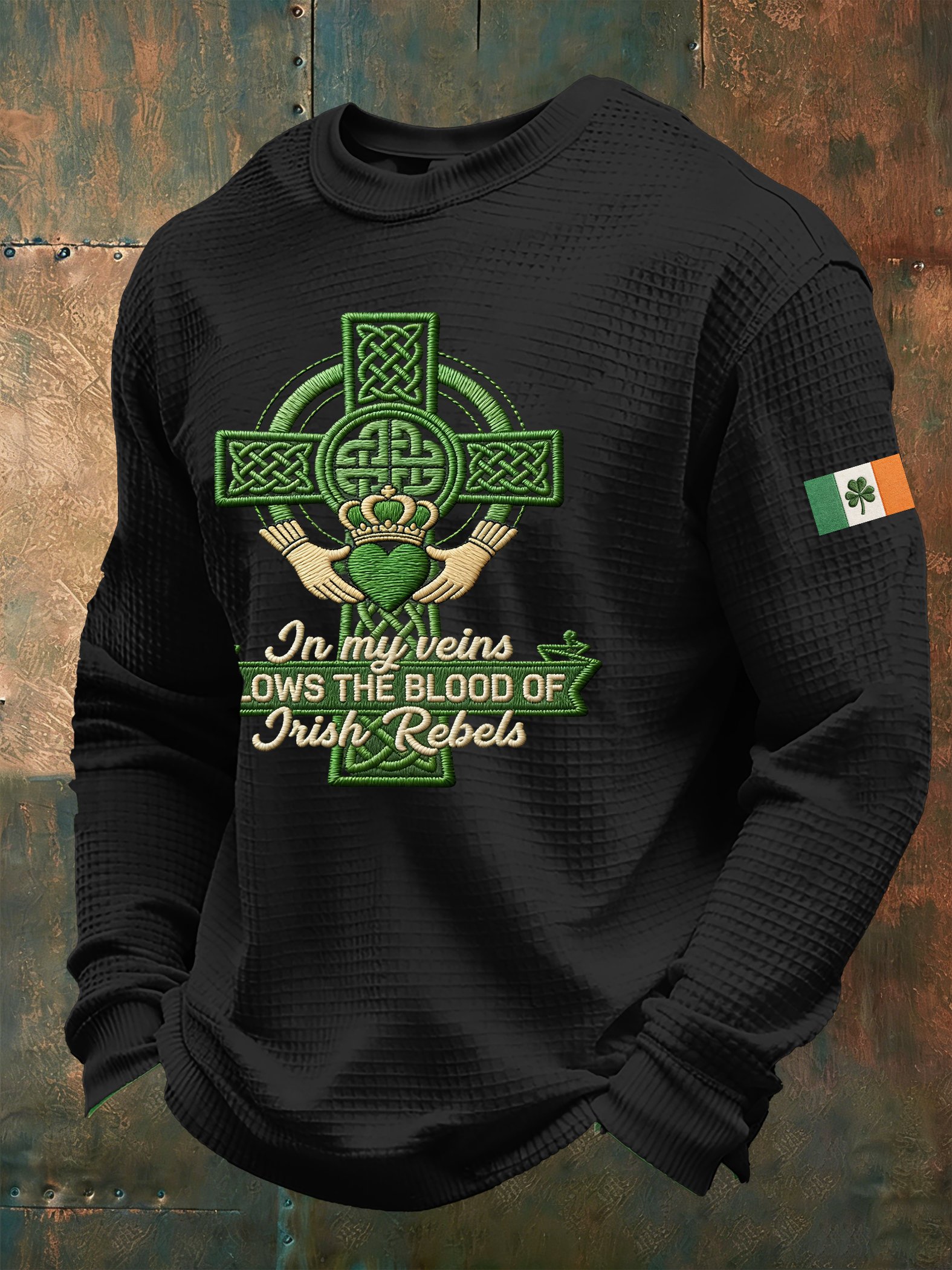 Camiseta St. Patrick's Day estampado Waffle para hombre