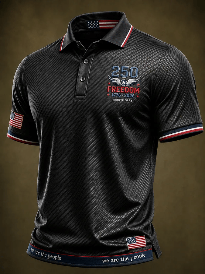 Camisa polo USA 1776-2026 estampado para hombre