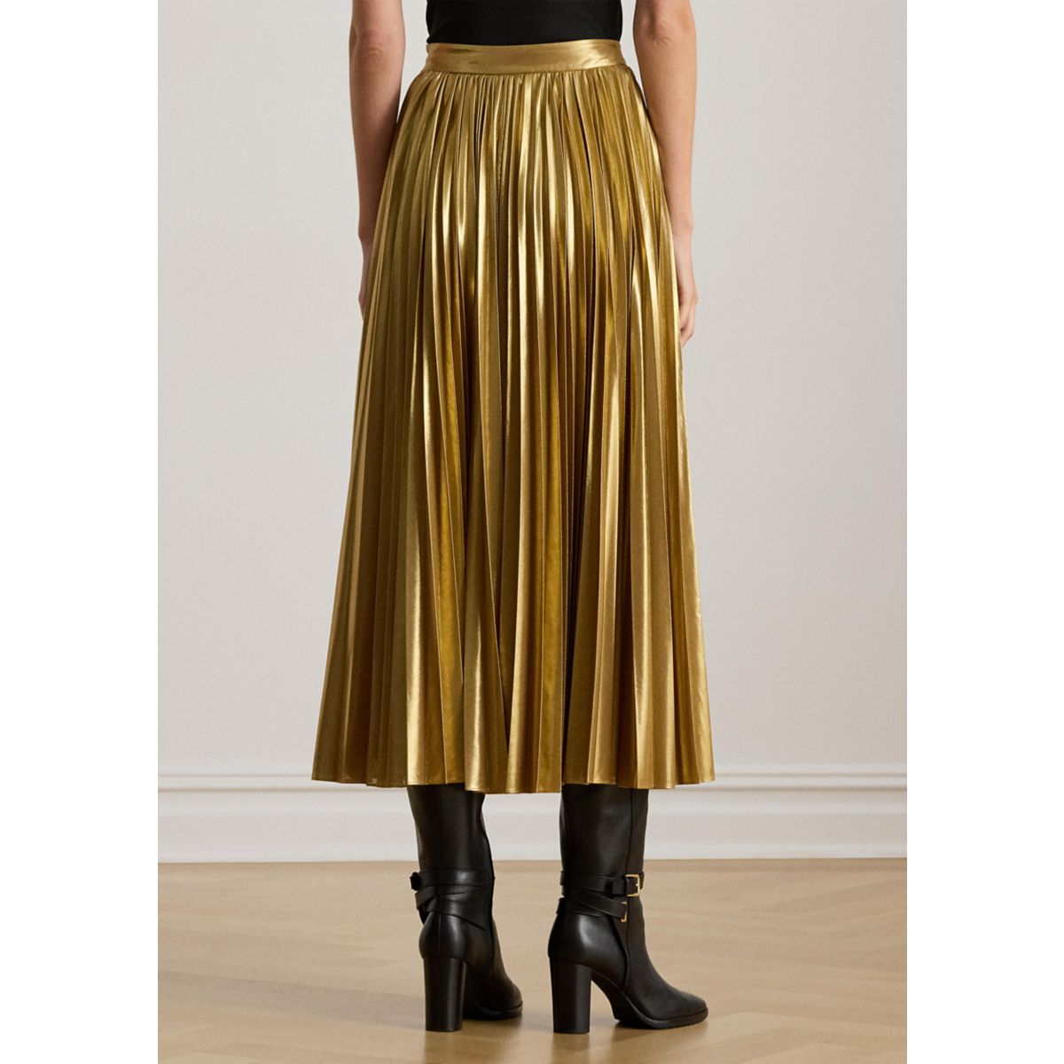 Women's Pleated Metallic Chiffon Skirt - 2