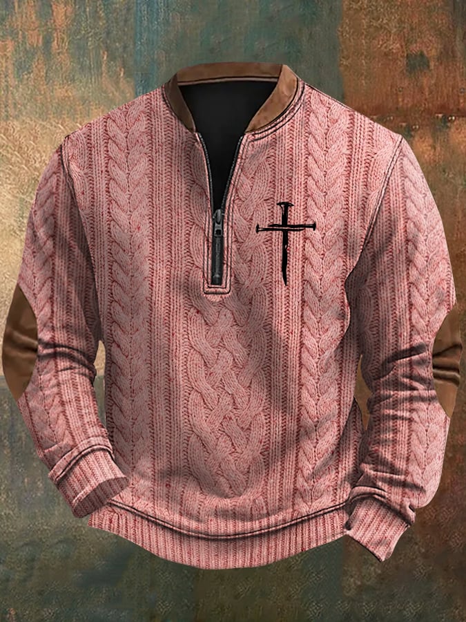 Sudadera Faith Cross estampado cierre Neck tejido para hombre