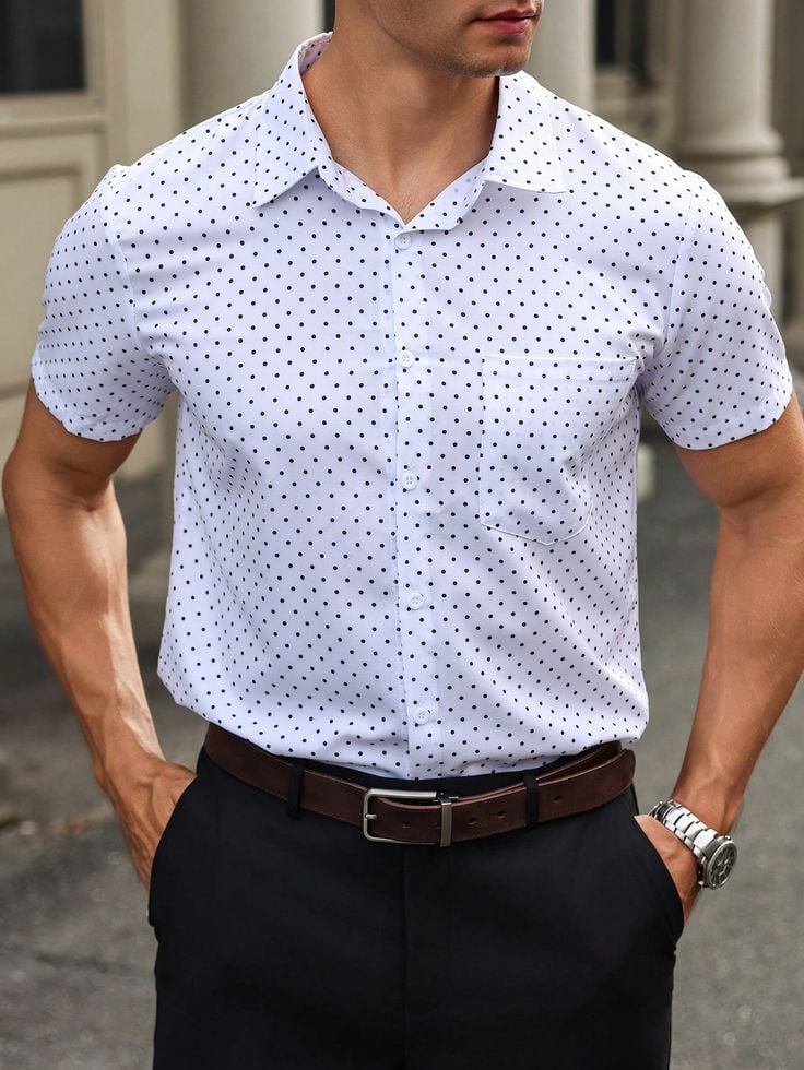 Camisa ejecutivo casual Button de manga corta para hombre