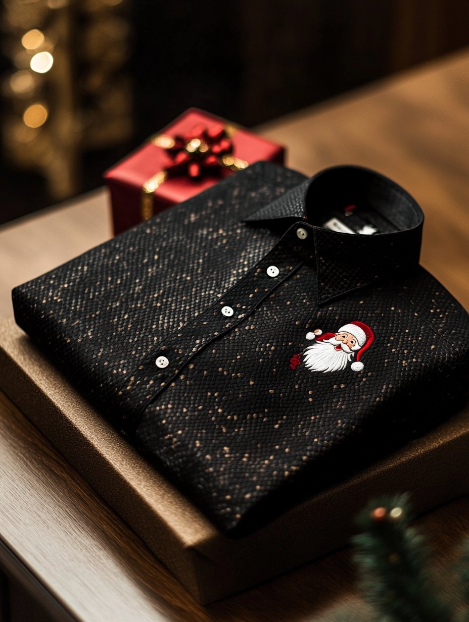Camisa ejecutivo Santa Logo Snake Texture estampado de manga larga para hombre