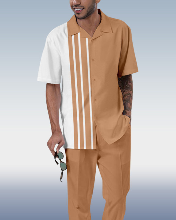 Camisa Rianmond en bloques de color estampado de manga corta Walking Set 3 Colors 371 para hombre