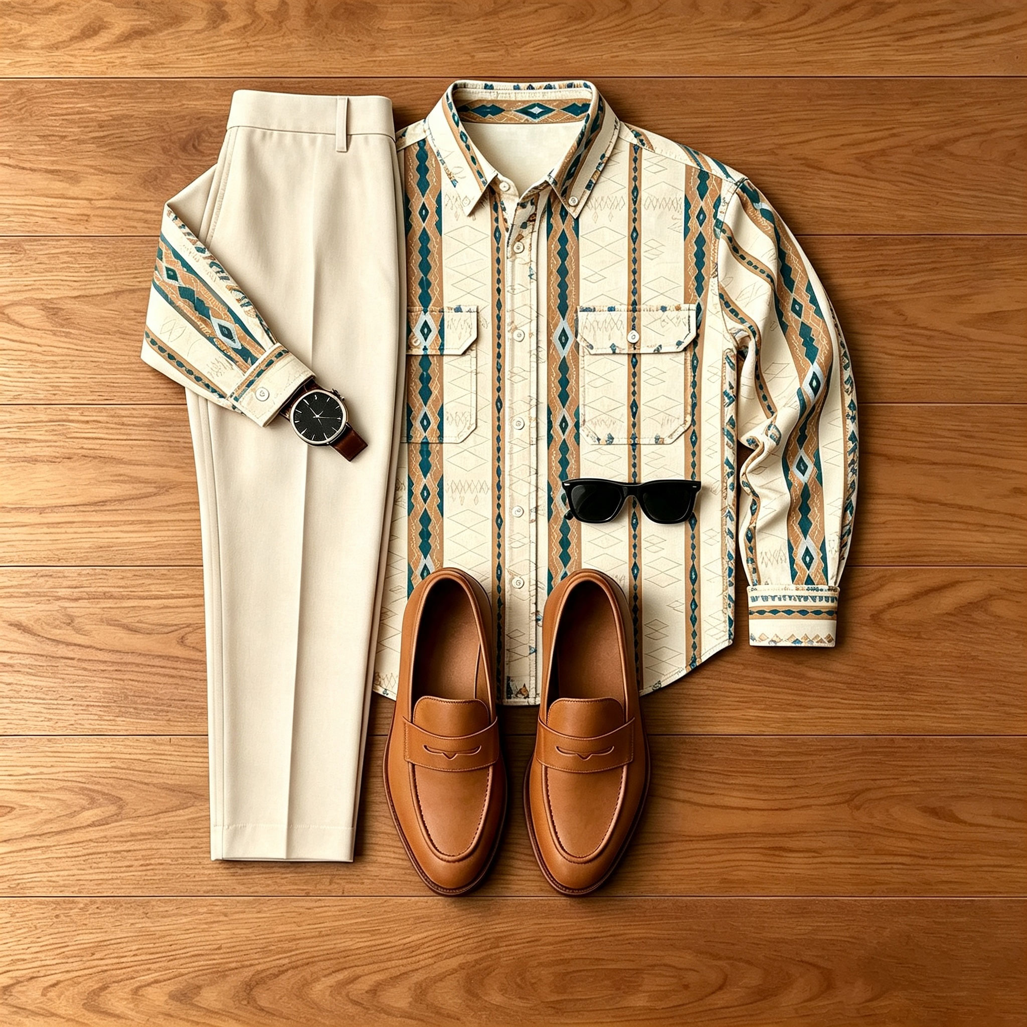 para hombre Color-Blocked Denim-Style chaqueta and pantalón Set
