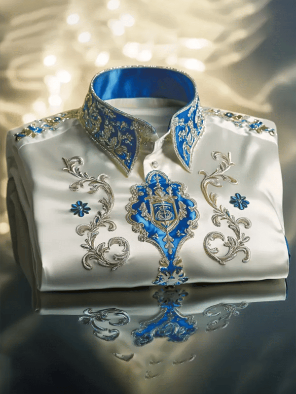 Camisa satén Luxe de manga larga con botones para hombre