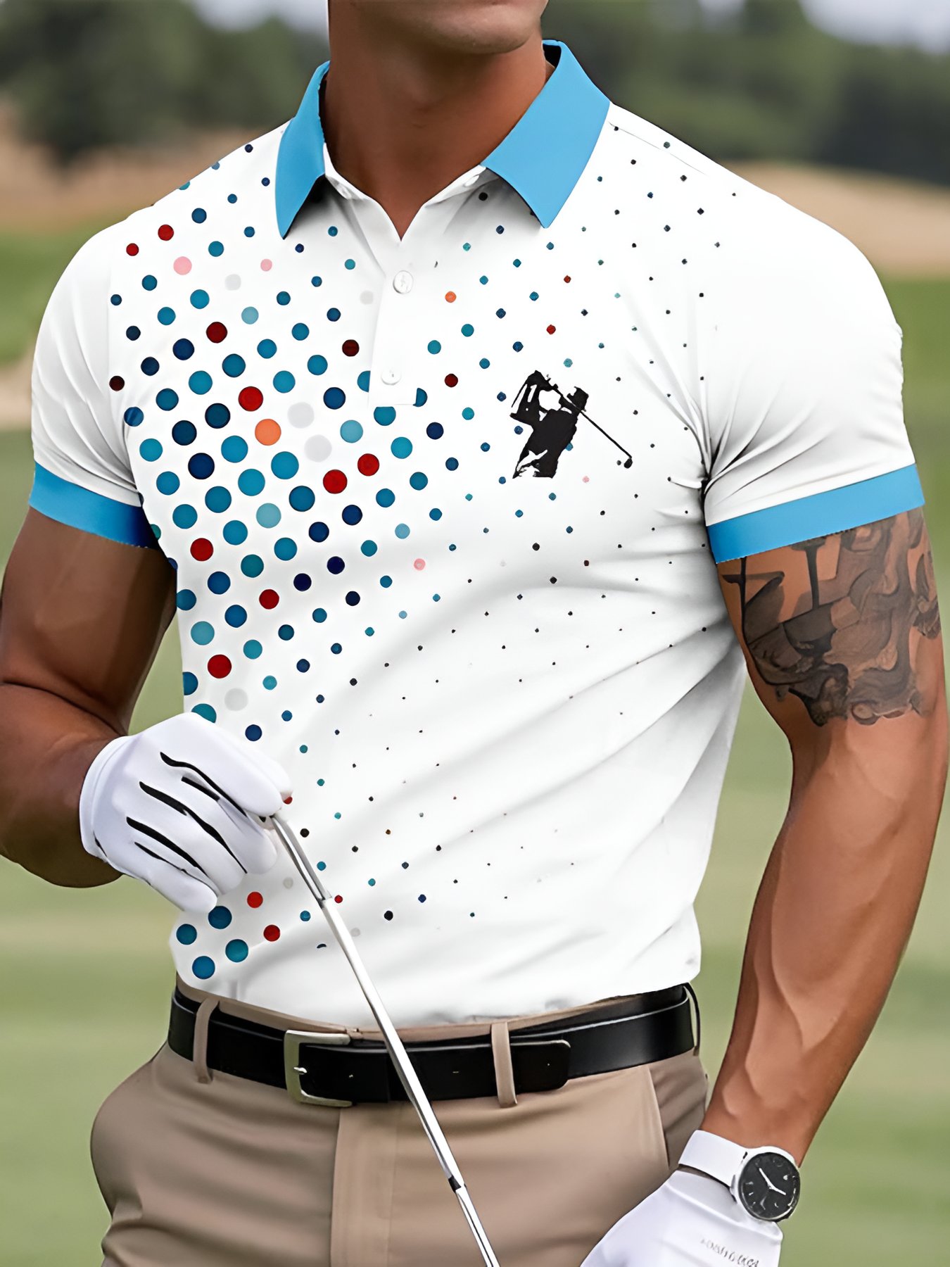 Casual ejecutivo a cuadros Contrast Color Polo para hombre