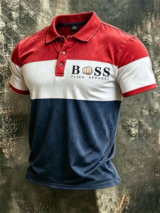 Camisa polo estampado de manga corta para hombre