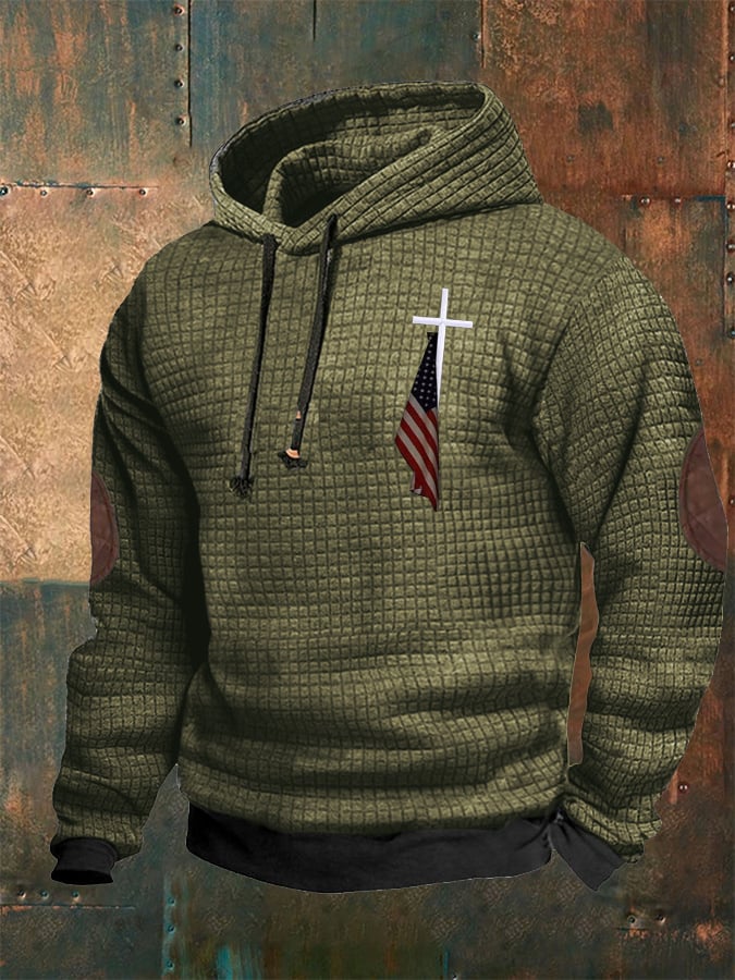Sudadera casual Checkered Faith estampado Hooded para hombre