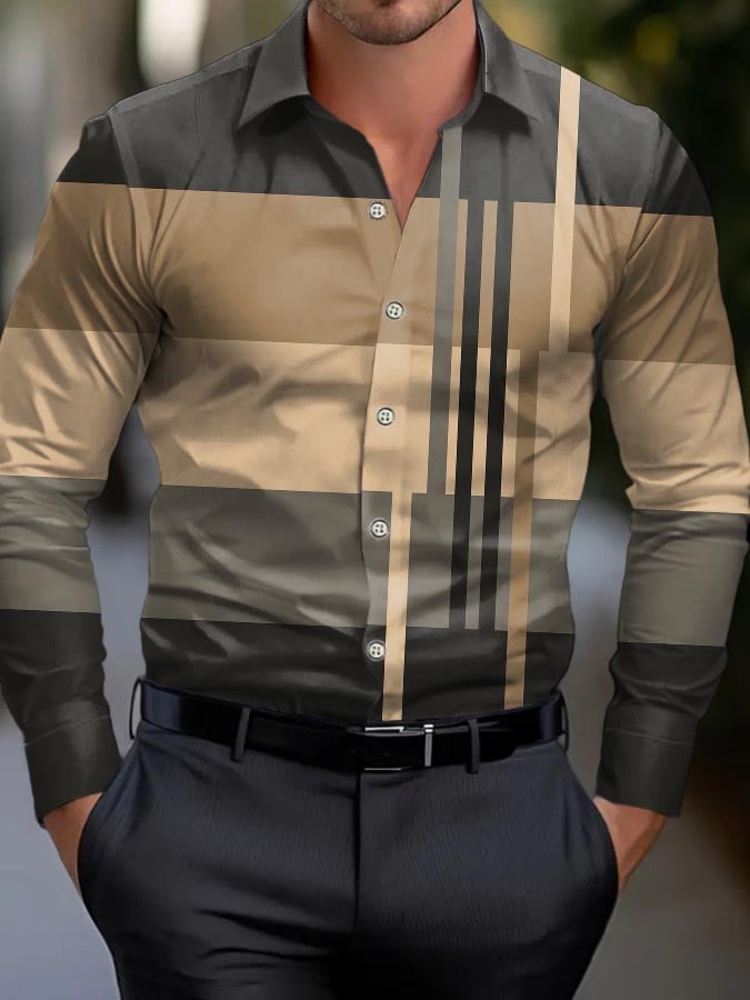 Camisa ejecutivo a rayas de manga larga para hombre