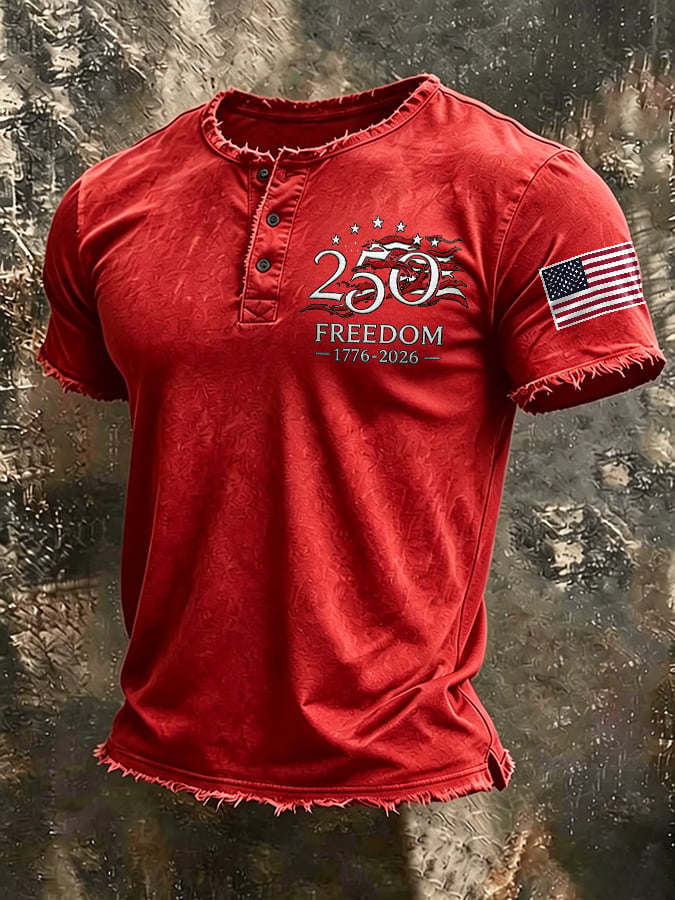 Camiseta USA 1776-2026 Independence Day estampado casual para hombre