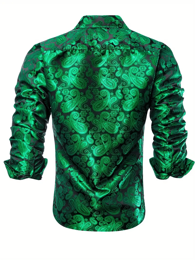 Camisa seda ejecutivo de lujo Design estampado de manga larga para hombre