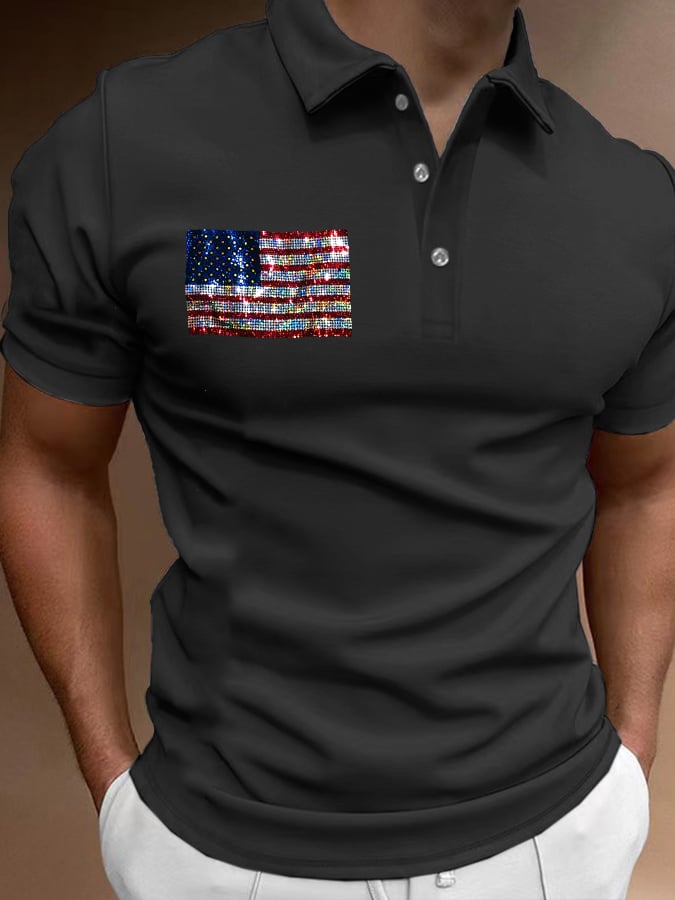 Camisa polo casual Flag para hombre