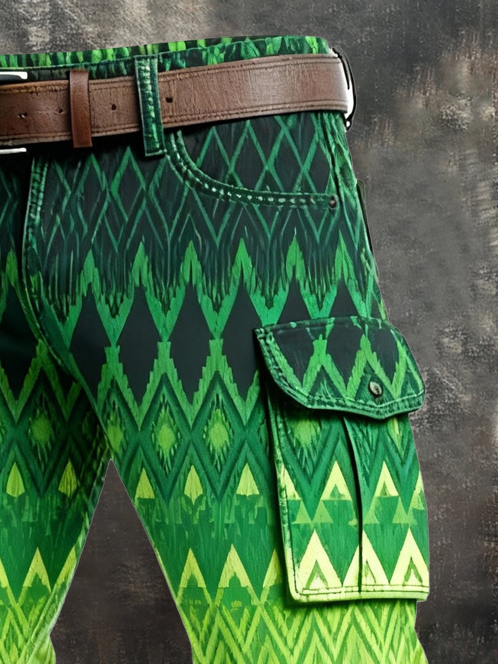 Pantalón retro en bloques de color desgastado bolsillo Cargo para hombre