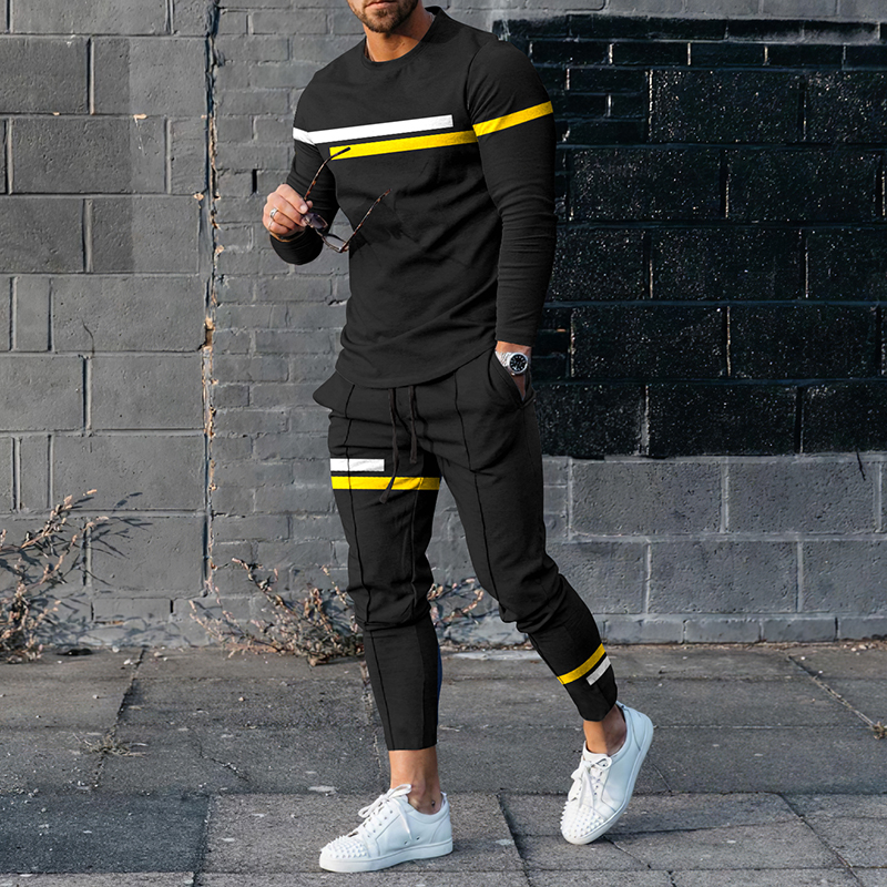Conjunto de dos piezas Black Geometry camiseta And pantalón